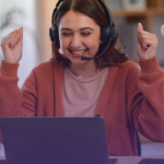 Remote Worker on video call with coworkers